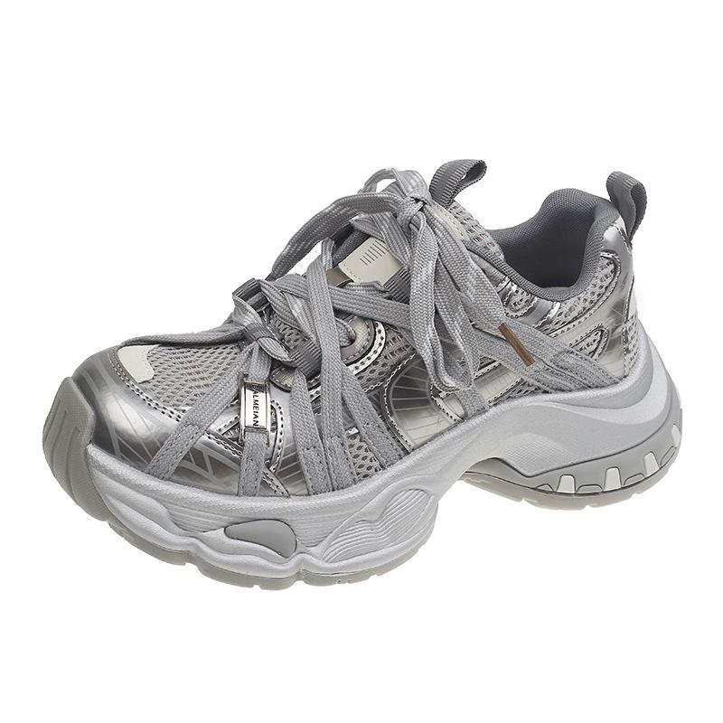 Damen Herbst neue atmungsaktive und vielseitige leichte Riemen bequeme lässige Sportschuhe mit dicker Sohle