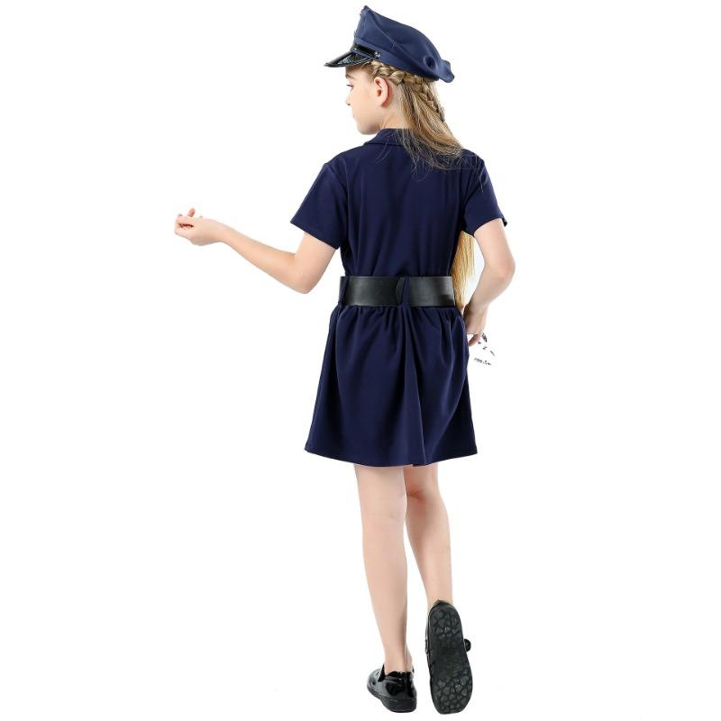 Halloween Costume Child Cosplay Girl Police Uniform Slim Fit Dress
