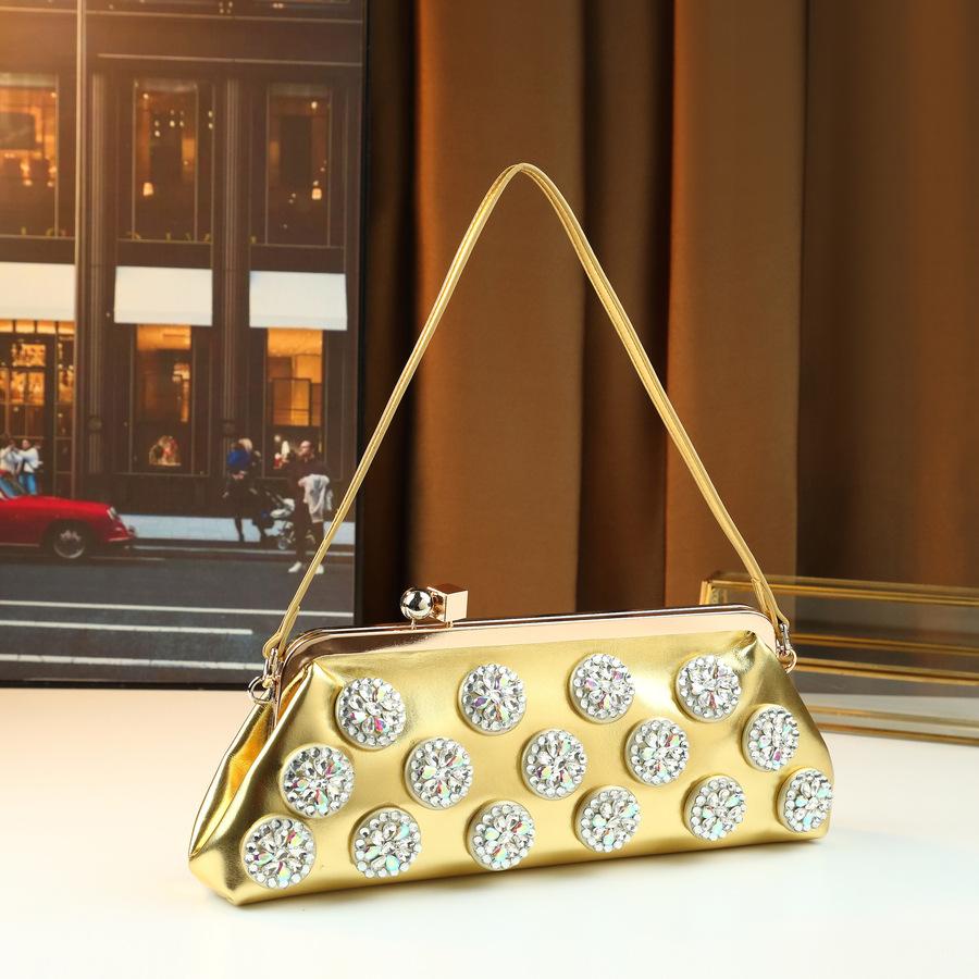 

Новый Стиль Горячее Тиснение Пуговица Модная Женская Вечерняя Сумка для Выхода Изысканная Одноплечевая Ручная Сумка золотой