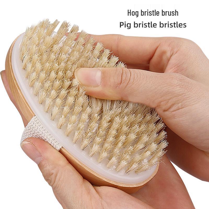 Lotus Wood Bath Brush with Medium Bristle Softness – Ideal for Exfoliating, Scrubbing, and Massaging Body.