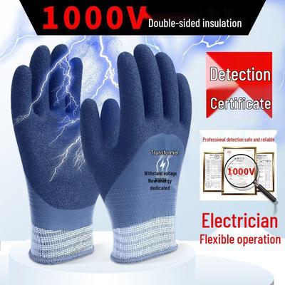1000V Insulated Rubber Gloves for Electricians - Anti-Shock, Low-Voltage, Ideal for EV Maintenance and Live Work