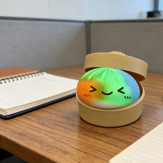 Lachender gedämpfter Teigball Stressball mit Dampfgarer Anti-Angst Mehrfarbig Cartoon-Knödel Quetschspielzeug Weicher simulierter Teigball Fidget Sensorikspielzeug