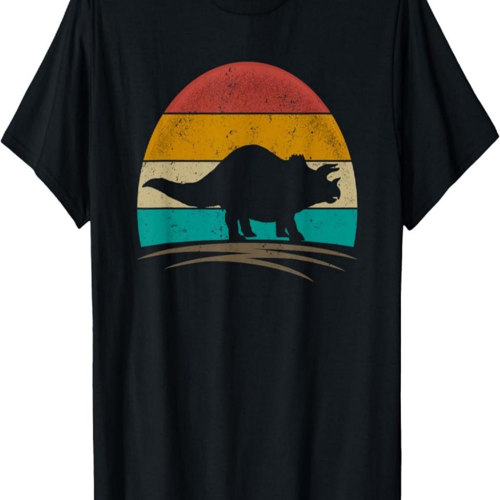 Triceratops Retro Vintage 70s Distressed Men Women T-Shirt