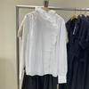 U1116 autumn new women's clothing fashionable temperament ruffle edge loose open placket solid color long-sleeved shirt UWG111116