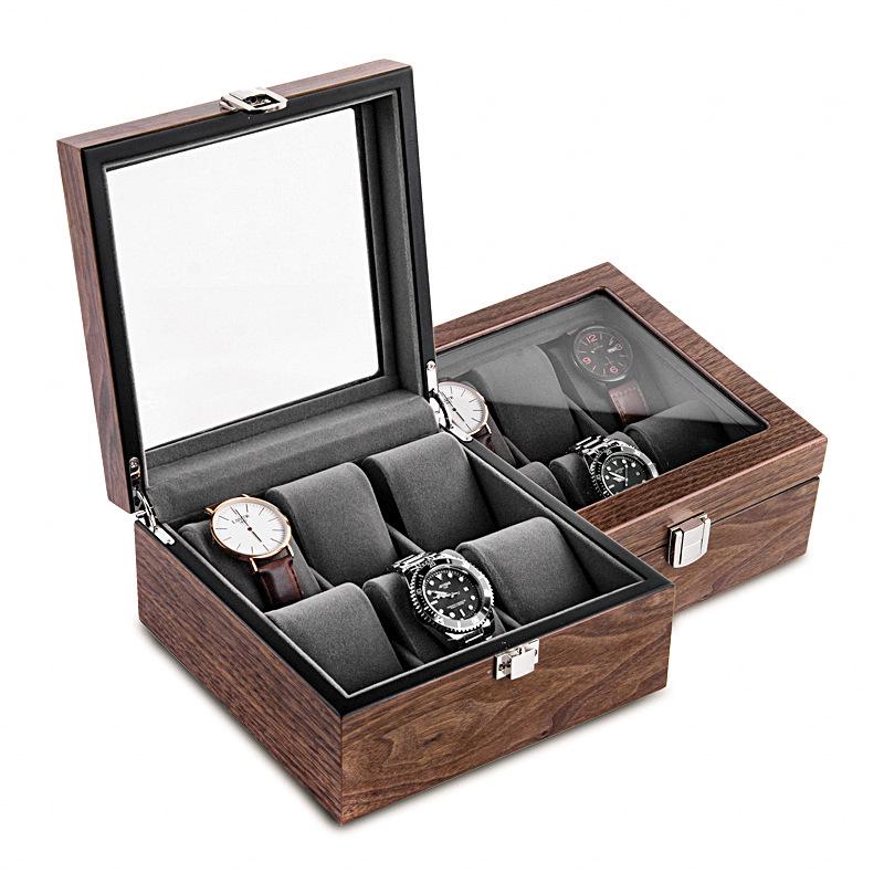 Walnut Wood Watch and Jewelry Organizer Box - Storage for Wristwatches, Bracelets, and More