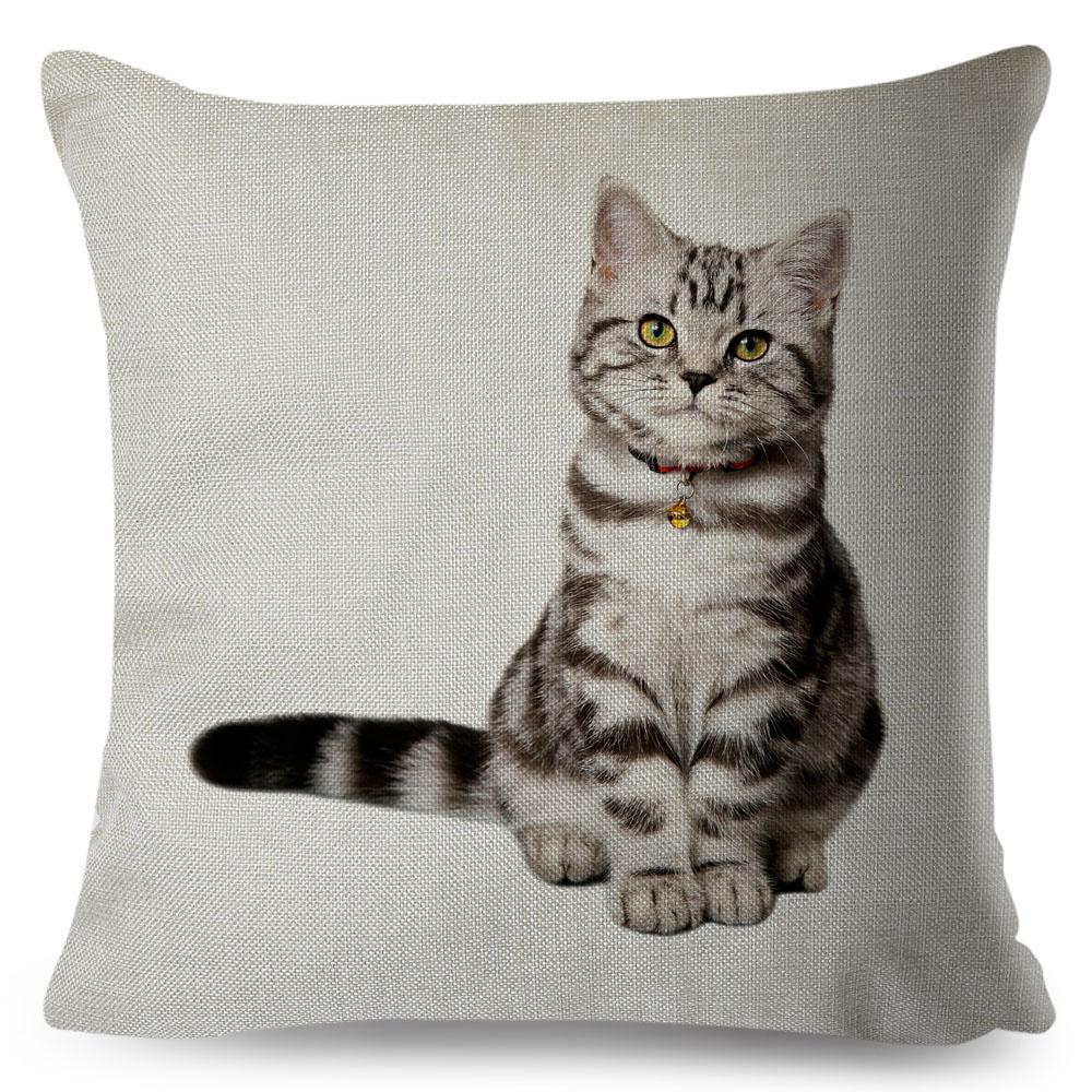 Cute Cat Pillowcase Decor Lovely Pet Animal Print Cojines Cushion Cover Polyester Pillow Case for Home Sofa Children Room 45x45