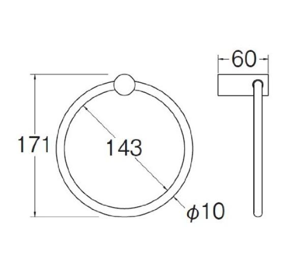SANEI Towel Inner Diameter W57053 [Towel Hanger] Ring-shaped Ring, 143mm,