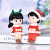 2Pcs Desk Decorations Christmas Couple Figurines Boy Girl Miniature Ornaments  Gift