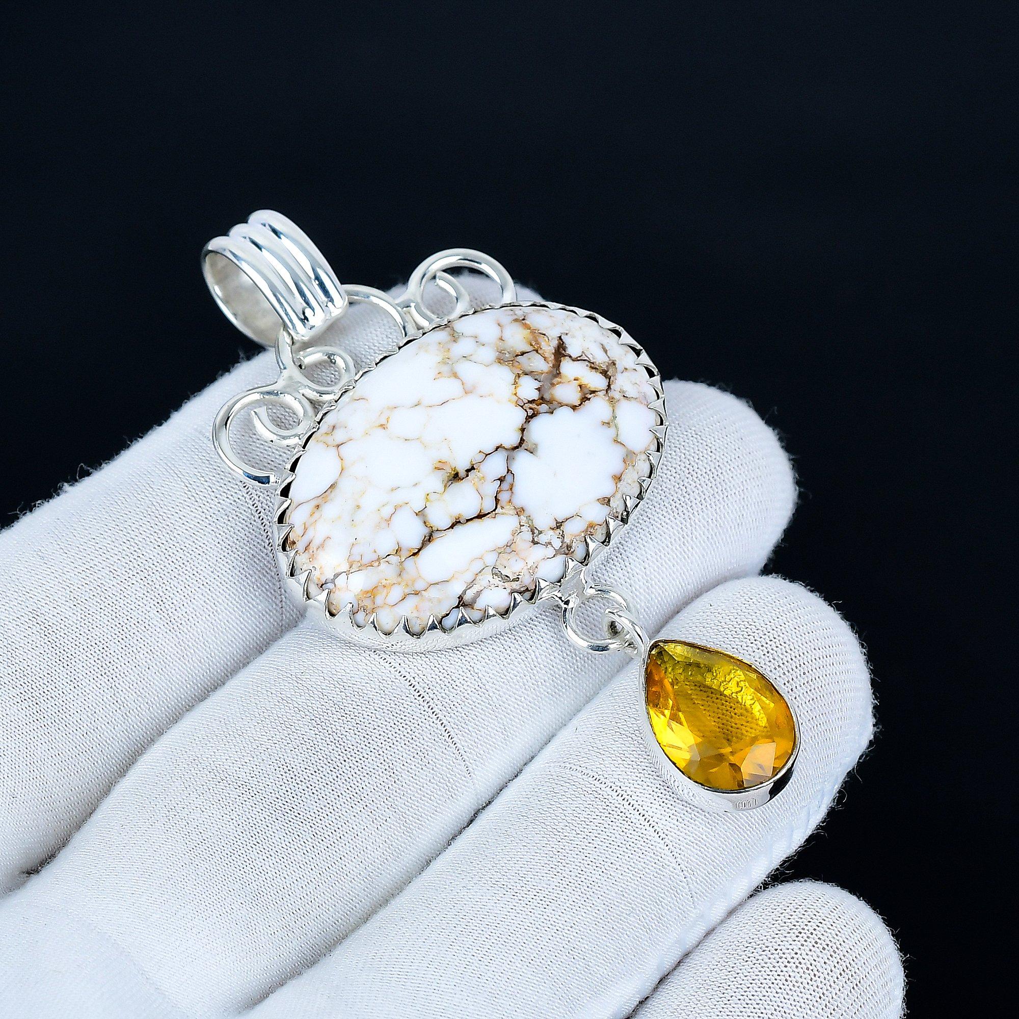 

Wild Horse Jasper Pendant, 925 Sterling Silver Handmade Jewelry, Citrine Silver Pendant, Party Wear Jewelry For Women s, Pendant Christmas Jewelry 7.5 белый