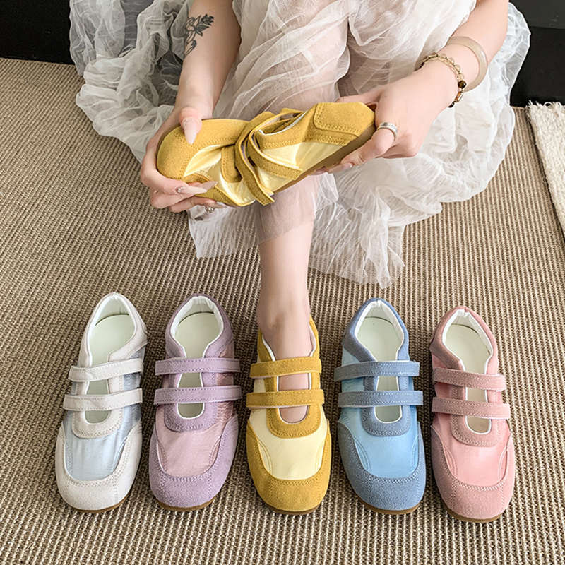 Retro word with moral training shoes women's spring and summer new niche design Velcro fashion versatile Mary Jane shoes