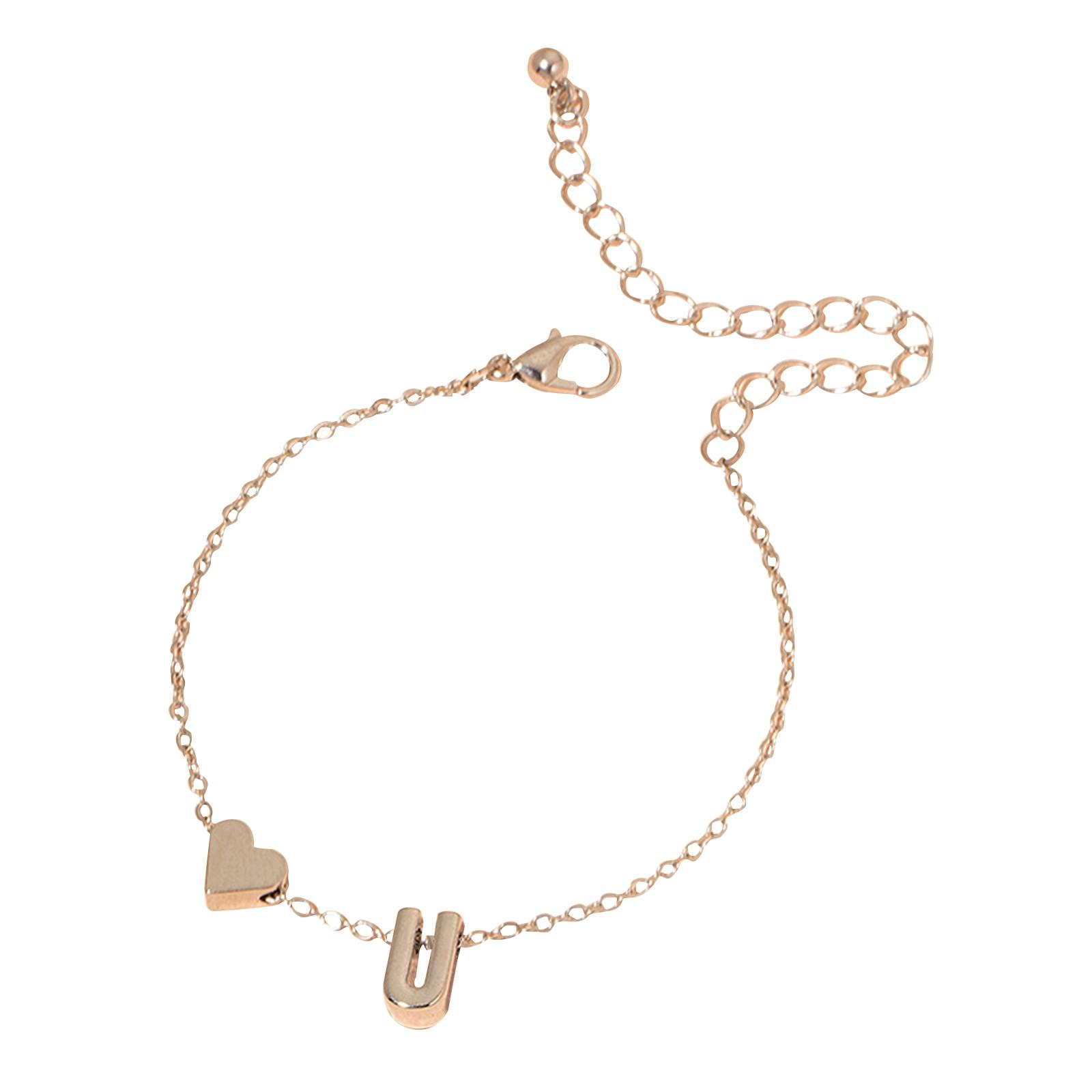 

Браслет с инициалами в форме сердца, браслет с буквами в форме сердца, персонализированный браслет с монограммой, 1 шт. One Size