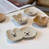 Adorable Ceramic Sauce Dish With Cute Dog & Bear Design - Single/Double Compartment Dip Bowl For Condiments, Snacks, Sushi, Soy