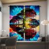 Tree Reflection Pattern Printed Curtains Pole Bag Christmas Decorations Daily Home Room Curtain Made Of Polyester Washable