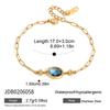 J&D 18K Gold Stainless Steel Spring Open Bangle Cuff Blue White CZ Connector Flexible Adjustable Hypoallergenic Dainty
