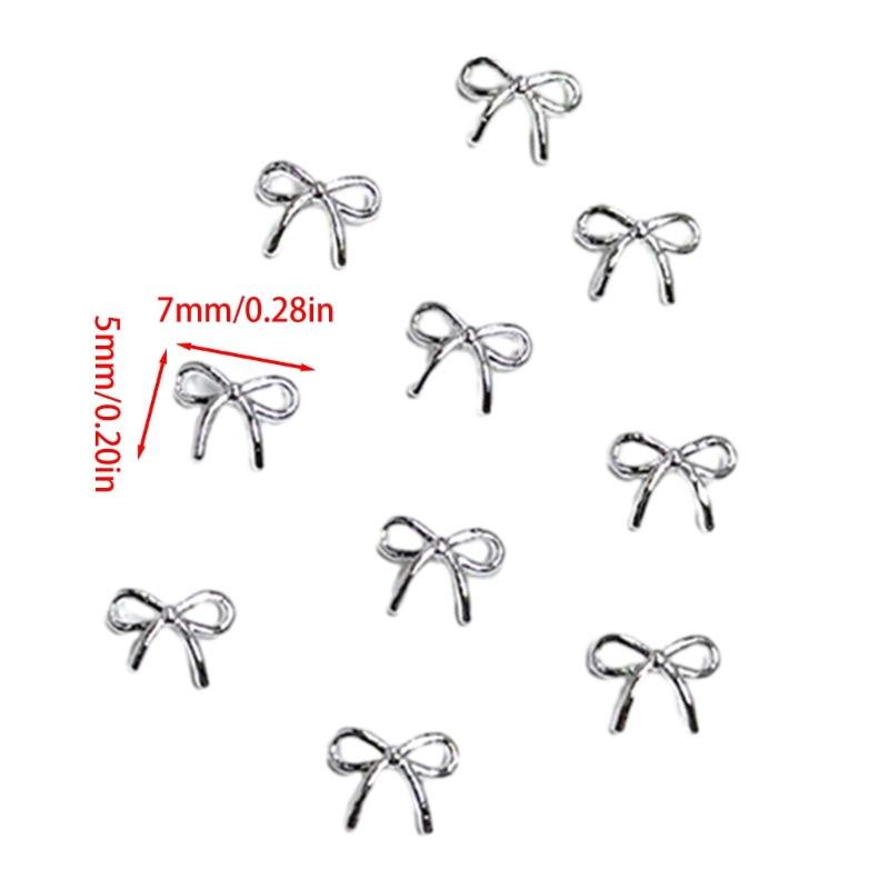 10pcs Delicate Alloy Bow Nail Gems for Stylish and Cute Nail Decorations for Women Girls
