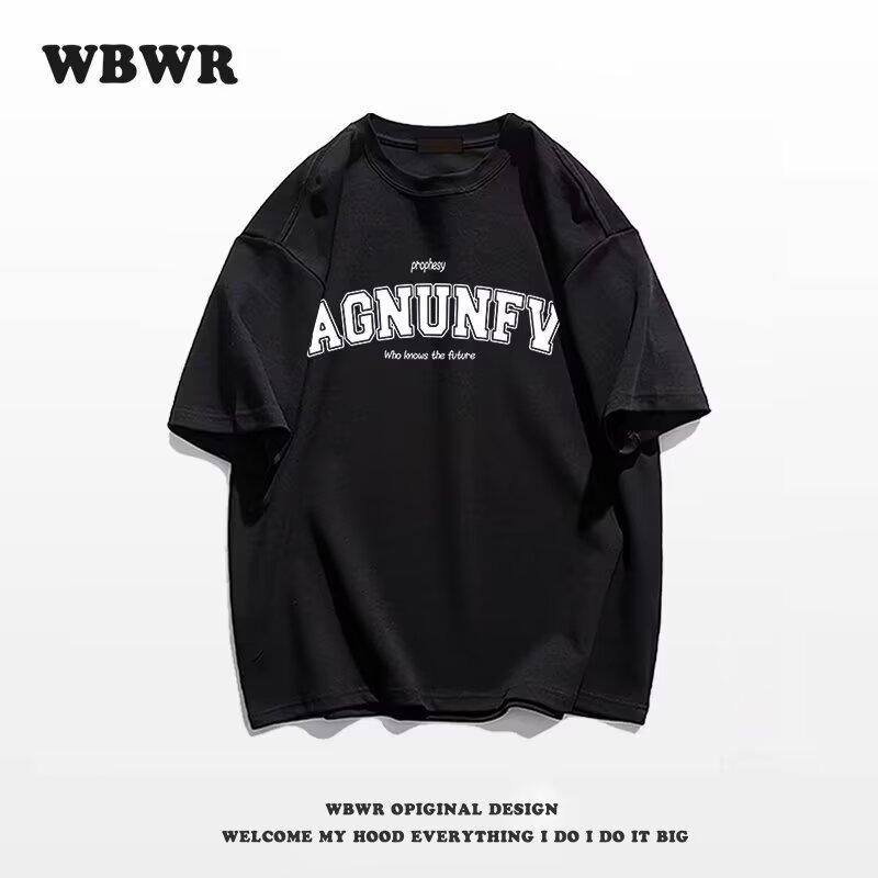 Новая летняя футболка с короткими рукавами для мужчин, тренд в корейском стиле, простой топ с короткими рукавами, свободная повседневная брендовая футболка в гонконгском стиле M чёрный