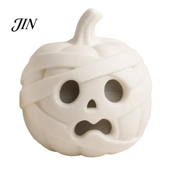 Small Halloween Tabletop Accents 3D Printed Mummy Pumpkin Skull Figurine for Decorations, Creative Holiday Home Decor with Funny Expressions