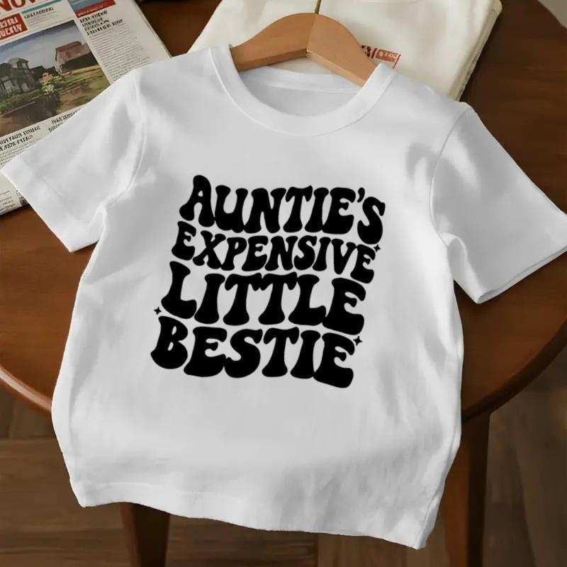 Kids AUNTIE S EXPENSIVE LITTLE BESTIE Print Crewneck Short Sleeve Tee 110