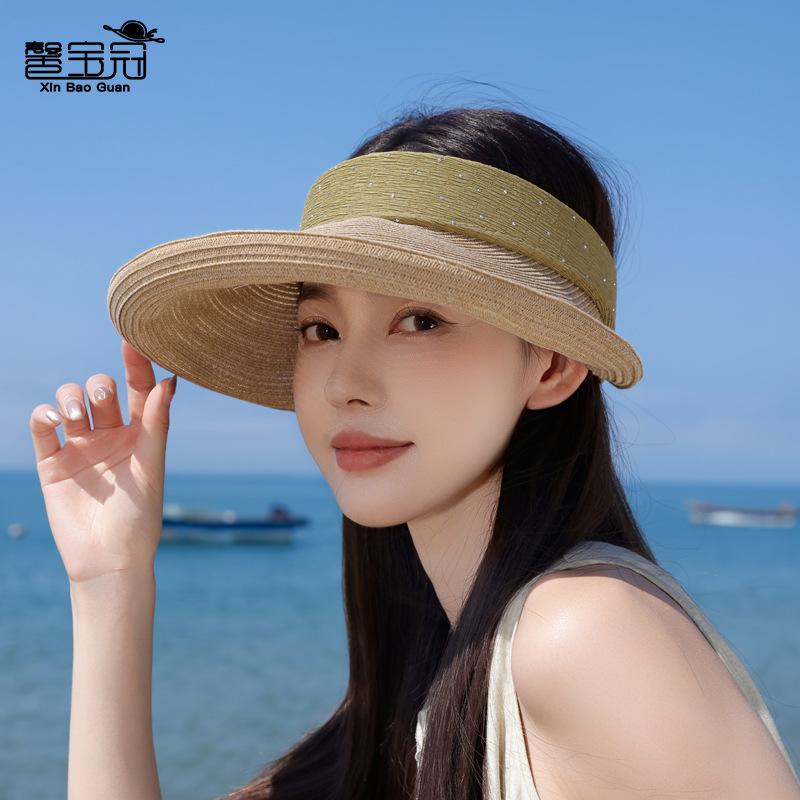 Summer Cool Straw Hat Children Outdoor Big Brim Sun Hat Travel Vacation Sun Protection Hat Versatile Fashion Empty Top Hat