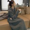 Long over-knee sweater skirt top women's autumn and winter new loose long-sleeved hooded knitted dress women's fashion trend