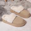 Winter Damen Plateau Hausschuhe Warm Plüsch Hausschuhe Damenmode Indoor Outdoor Flauschige Wildleder Pantoletten Weibliche Schnee Baumwollschuhe