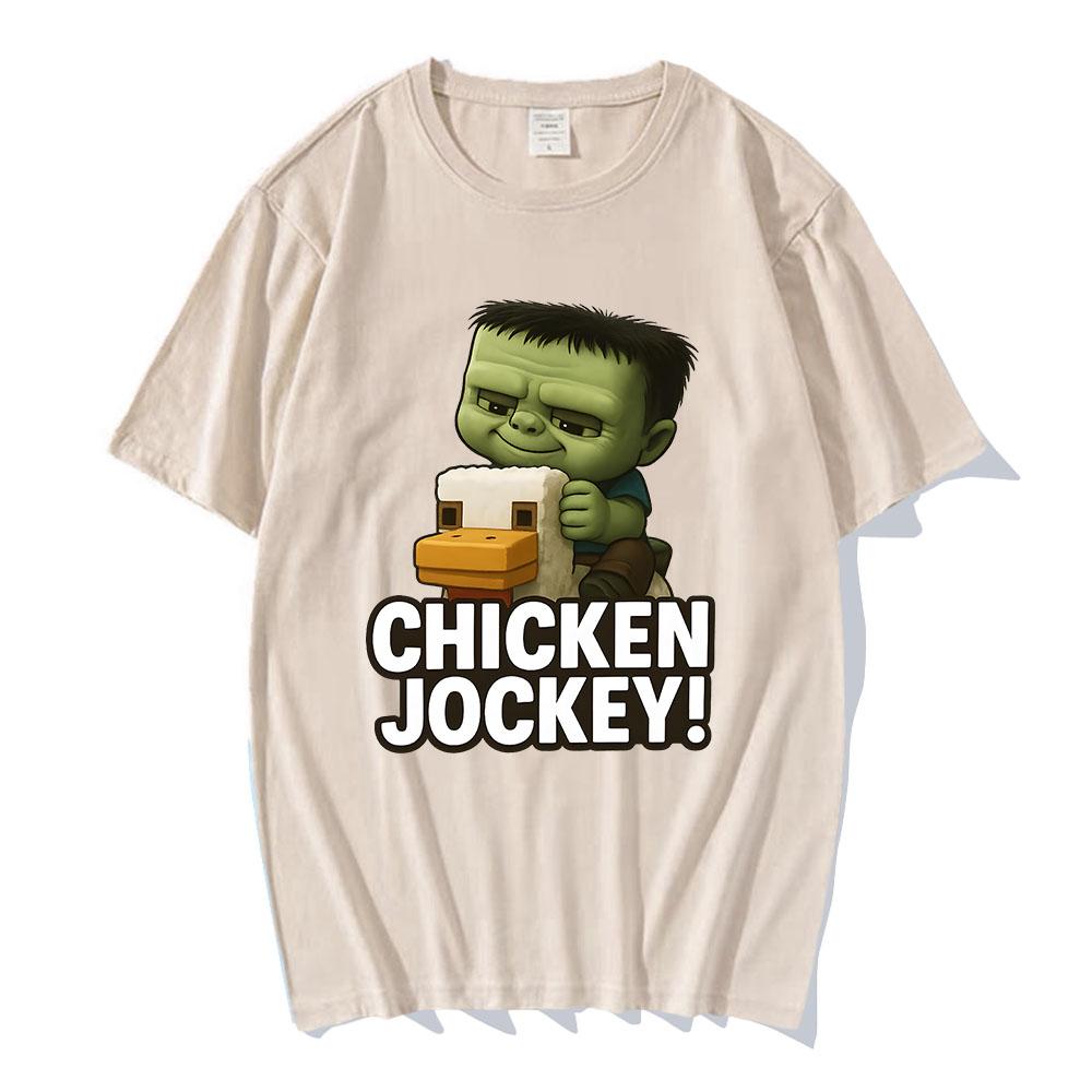 Funny Printing T-shirt Hot Game Chicken Jockey Tshirts Short Sleeve Cotton O-neck TShirt Men Women Clothing Unisex Streetwear