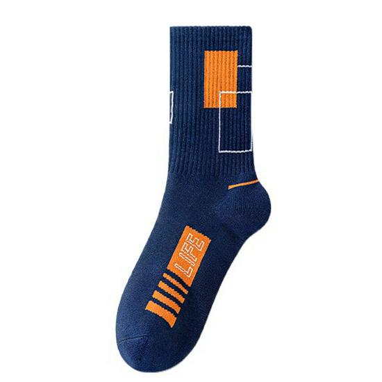 Men's Trendy Cotton Mid-Calf Sports Socks - Sweat-Absorbing & Odor-Resistant for Autumn/Winter.