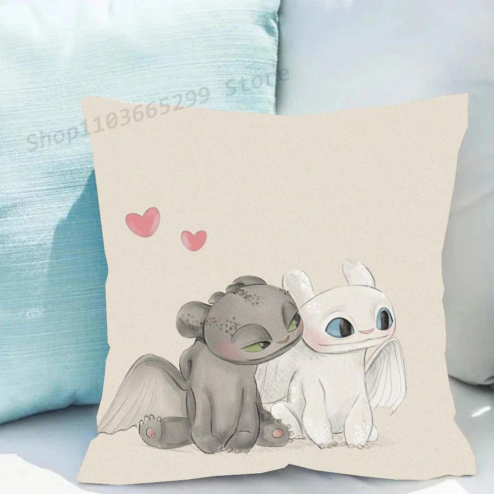 

1 шт. Милая пара Беззубик Дракон Ярости Наволочка Квадратная Спальня Диван Отдых Комфортная Подушка Автомобиль Гостиная Домашнее Украшение 16x16Inch