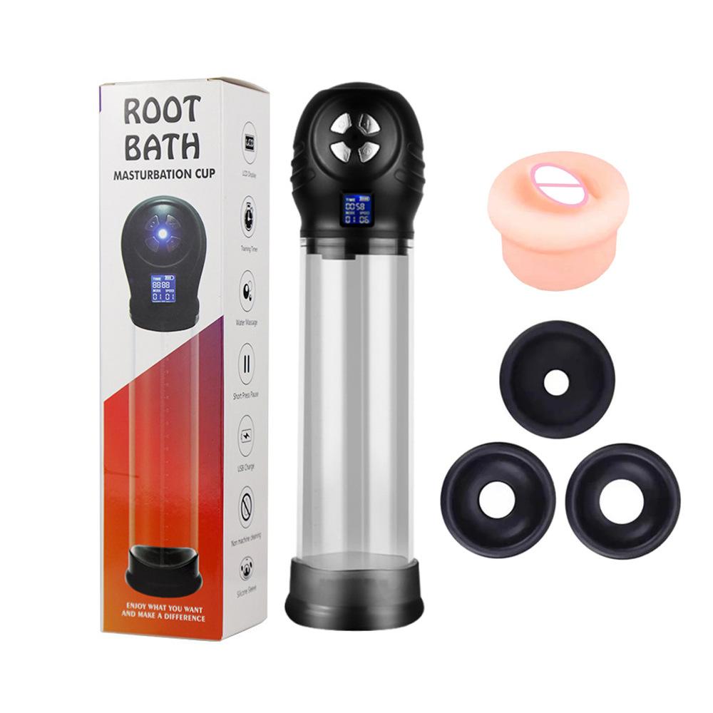 Mužská pumpa na penis Vakuová elektrická pumpa pro muže Automatická penis Expander Enhancer Masturbátor Penis Trainer Sexuální hračky pro dospělé pro muže