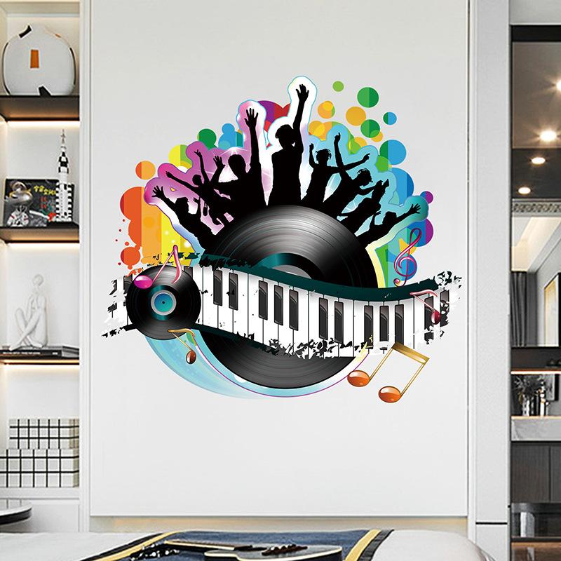 Music Wall Stickers Vinyl Decals for Living Room Bedroom Concert Hall Creative Album Art Peel and Stick Wall Decoration