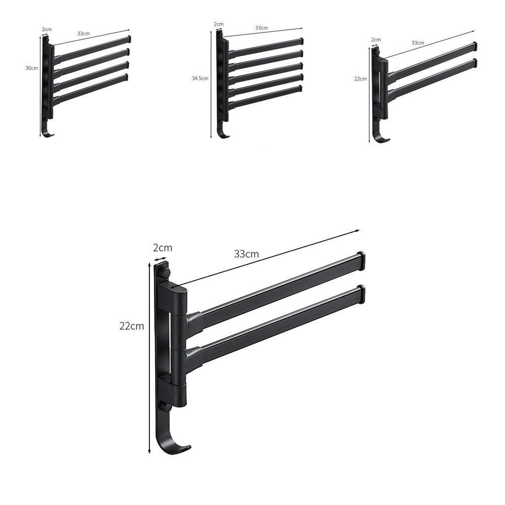 Modern Plastic Adhesive Hook Rack With Rotating Towel Bar For Bathroom And Dorm Use