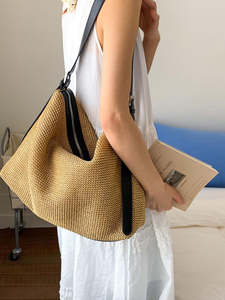 Neue Retro Webtasche Strohtasche Große Kapazität Schultertasche Urlaub Strandtasche Damen Perfekt für den täglichen Gebrauch, Reisen & Strandausflüge