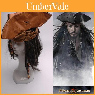Premium Quality Pirates Of The Caribbean Jack Sparrow Tri Corner Buccaneer Hat Wig Gift For All Ages