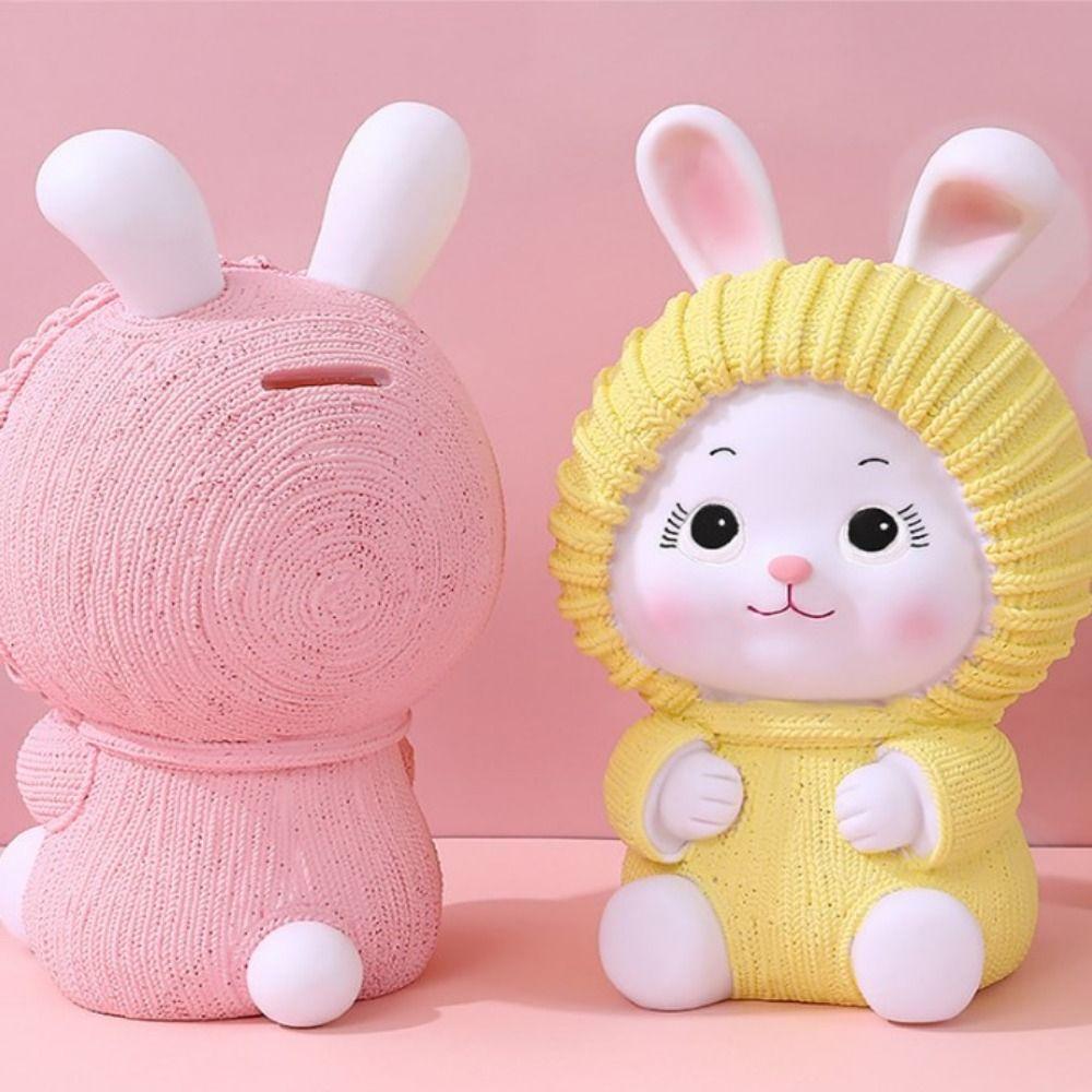 Creative Anti-fall Rabbit Piggy Bank Cute Rabbit Design High Capacity Storage Tank Cartoon Vinyl Piggy Bank Home Decor