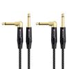 Cable Matters Braided Guitar Cable Guitar Shielded Mono Instrument TS Straight L Type Plug 2-Pack - 3m, S-L Type, 6.35mm Plug, Cable, -