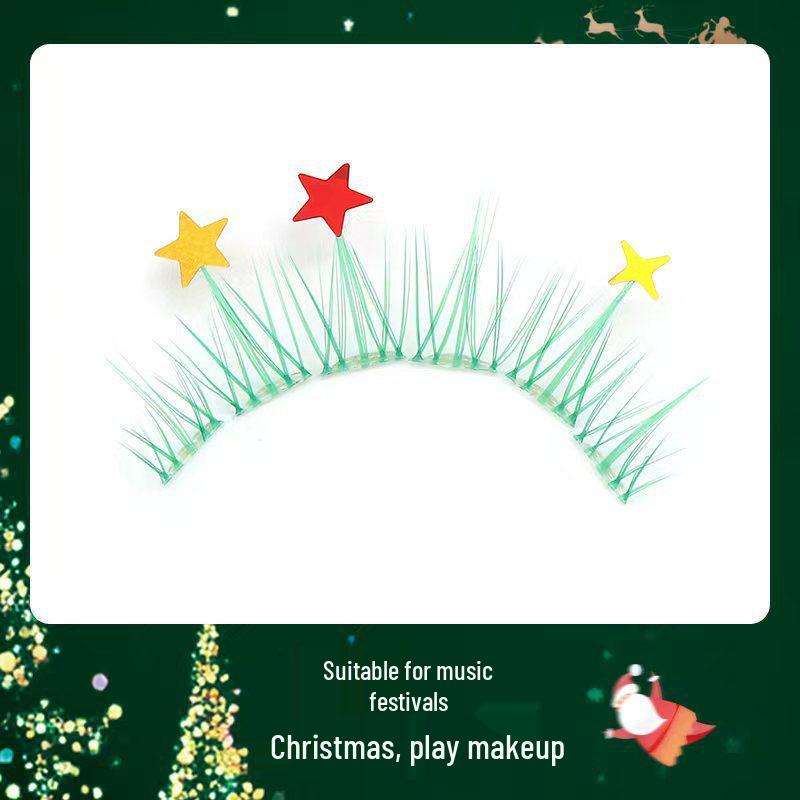 Shiluqiqi Glue-Free Light Green Sunflower Starry Whisper Lashes for Christmas & Cosplay