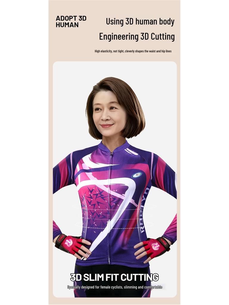 Mid-Aged Women's Thick Fleece Cycling Suit - Slim-Fit Mountain & Road Bike Gear