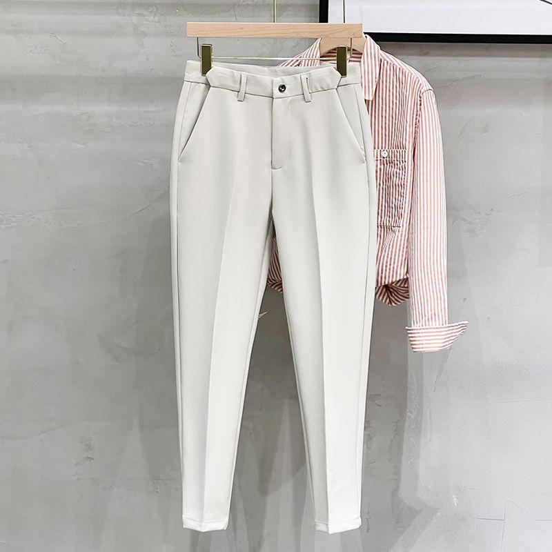 New Spring and Autumn Leisure Business High End Korean Fashion High Waist Pocket Slim Fit Straight Oversized Men's Pants