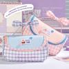 Gingham Print Stationery Bag Bow Handle Pencil Pouch Multi-Functional Pencil Case  Students