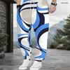 Men s Plus Size Black White Geometric Printed Drawstring Cuffed Ankle Jogger Pants With Side Pockets