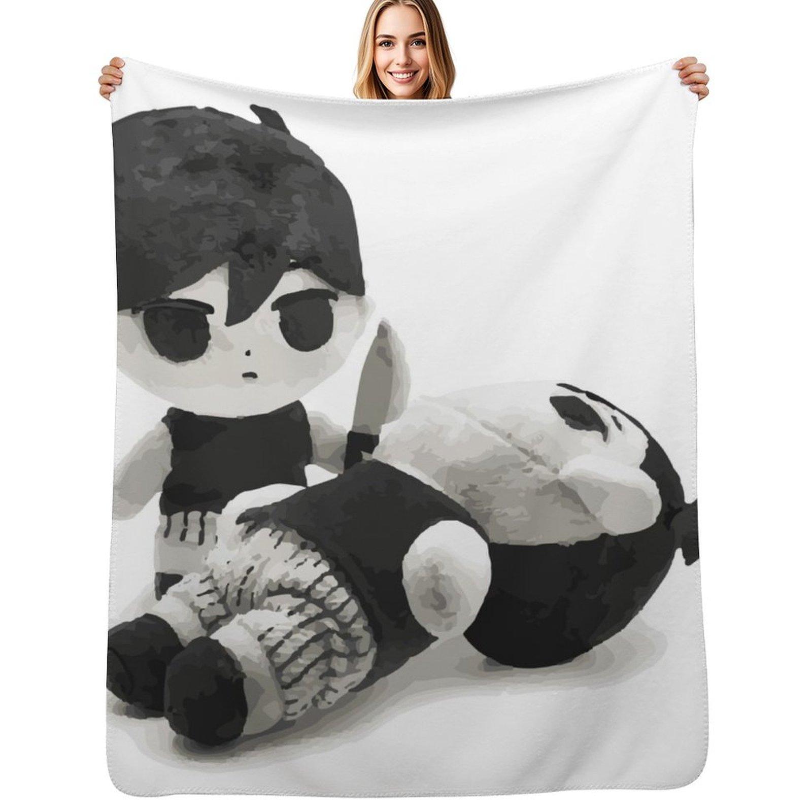 Omori Plush Throw Blanket Warm Comfortable Blanket Gift for Parents Friends Size: 75*100cm, Weight: 230 GSM