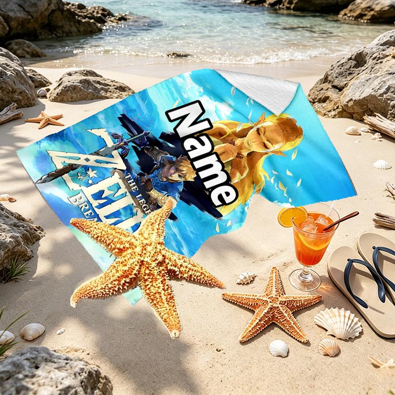 Custom Name Personalized Video games Print Beach Towel, for Trip Camping Beach Party Home Decor, Birthday Gift for Family & Friends