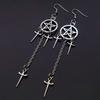Personality Gothic Sliver Color Five-pointed Star Sword Dagger Tassels Dangle Earrings for Women Hallowmas Party Jewelry Gifts