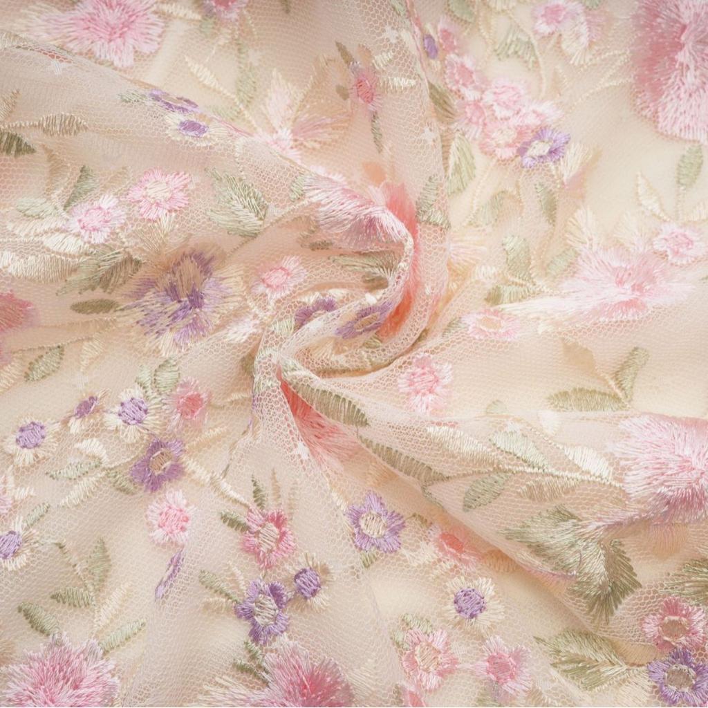 New Chinese Cheongsam Dress, Thin Floral Mesh Skirt, Bridesmaid Dress, Banquet Dress, Skirt