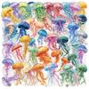 50 Transparent Cartoon Color Jellyfish Sticker Pack Waterproof Transparent PET Hand Account Decorative Guitar Notebook