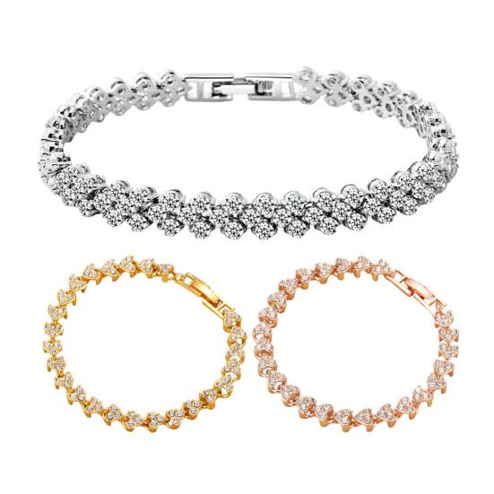 Bracelet Cubic Zirconia Stones Inlaid Luster Bracelet Allergy-Free Adjustable Length Lobster Clasp Bracelet Sparkling Jewelry Gift