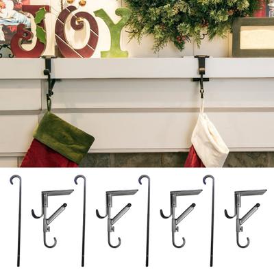 2/4Pcs Christmas Fireplace Stocking Garland Hanger No Drill Adjustable Mantle Garland Holder Heavy Duty Xmas Stockings Decoration Hanging Hook