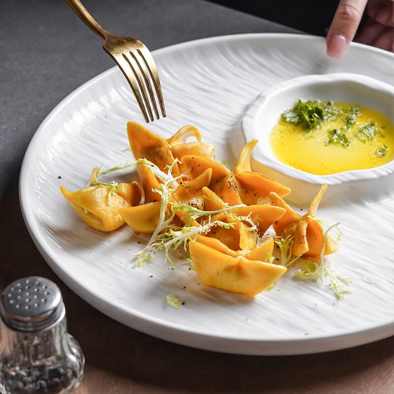 Ceramic Dumpling & Serving Plate with Vinegar Dish