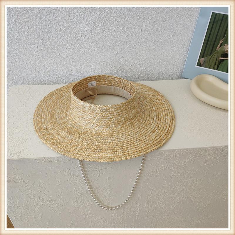 

Летняя ручная работа соломенная шляпа Chen Ins без цепочки из жемчуга и ракушек, женская пляжная шляпа для отдыха head size 57cm