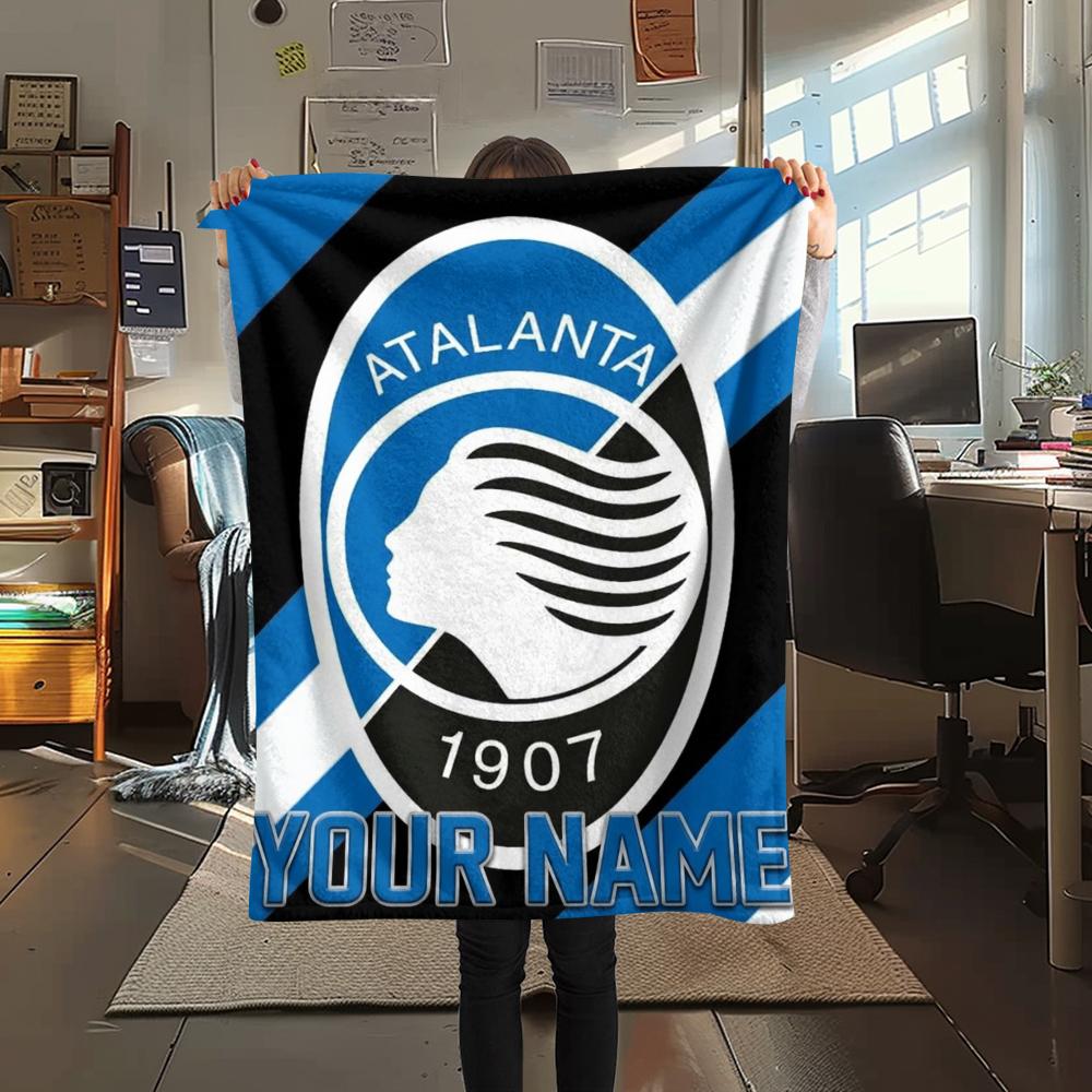 1 Stück Benutzerdefinierter Name Atalanta BC Gemustert Flanelldecke Geeignet für Alle Jahreszeiten für Heimdekoration Wärme und Komfort Geschenke Feiertagsgeschenk